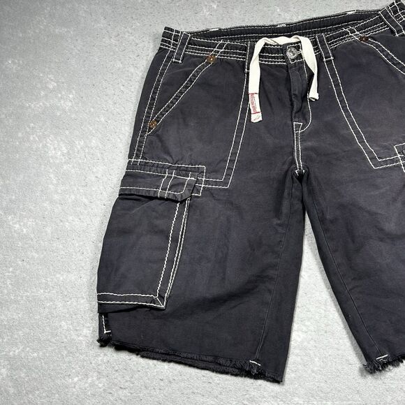 Vintage True Religion Cargo Shorts Men’s 36 Gray Baggy Contrast Stitch 13” Y2K - Picture 4 of 16
